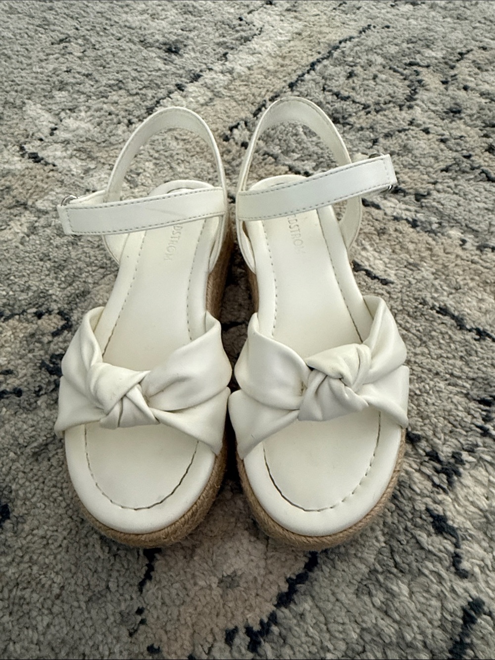 White Knot Front Wedge Sandals -kids